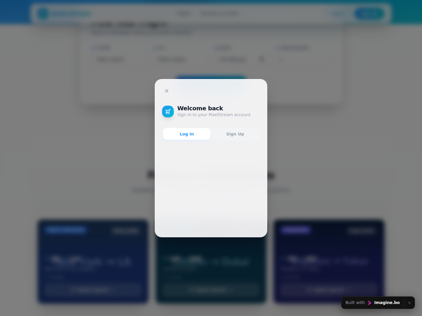 Flight search section with destination, date, and passenger inputs created through imagine.bo for a travel booking website